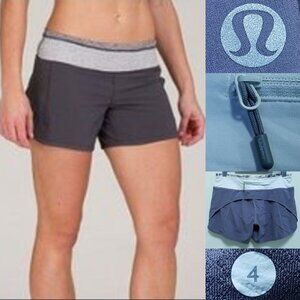 Lululemon Groove Speed Shorts Gray White Stripe Back Pocket Size 4 XS